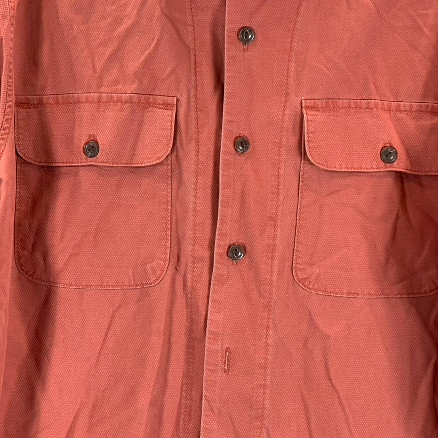 LANDS' END Men's Rust Traditional-Fit Textured Camp Collar Long-Sleeve Shirt SZM