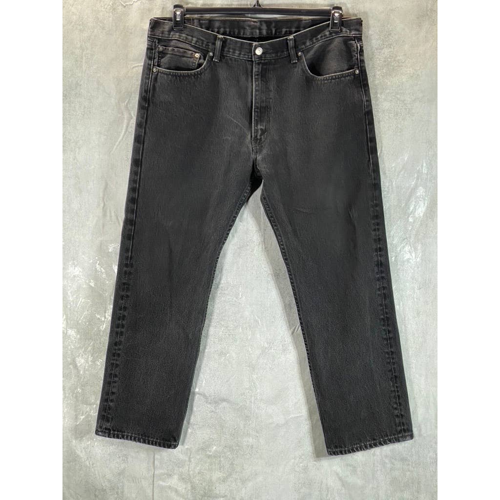 LEVI'S Men's Black 505 Regular-Fit Straight-Leg Denim Non-Stretch Jeans SZ 40X30