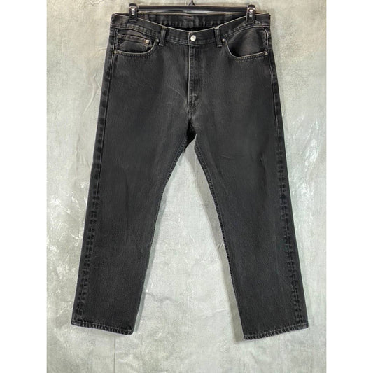 LEVI'S Men's Black 505 Regular-Fit Straight-Leg Denim Non-Stretch Jeans SZ 40X30