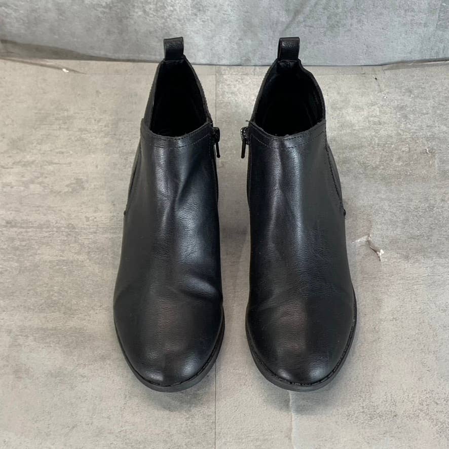 SUN+STONE Women's Black Cadee Memory Foam Slip-On Block Heel Ankle Booties SZ 7