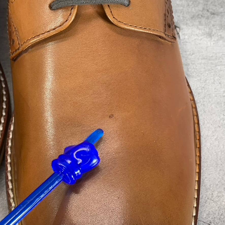 THOMAS & VINE Men's Cognac Clayton Plain-Toe Brogue Derby Shoes SZ 12