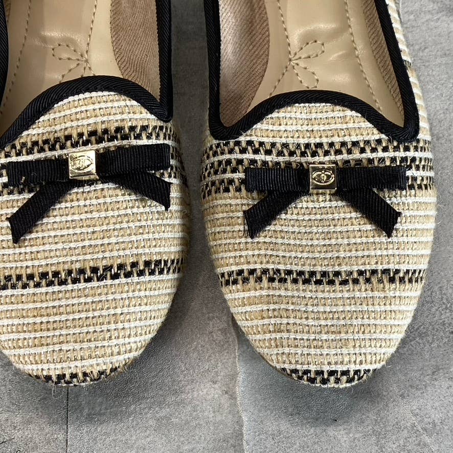 CHARTER CLUB Women's Natural/Black Stripe Kimii Deconstructed Slip-On Flats SZ 6