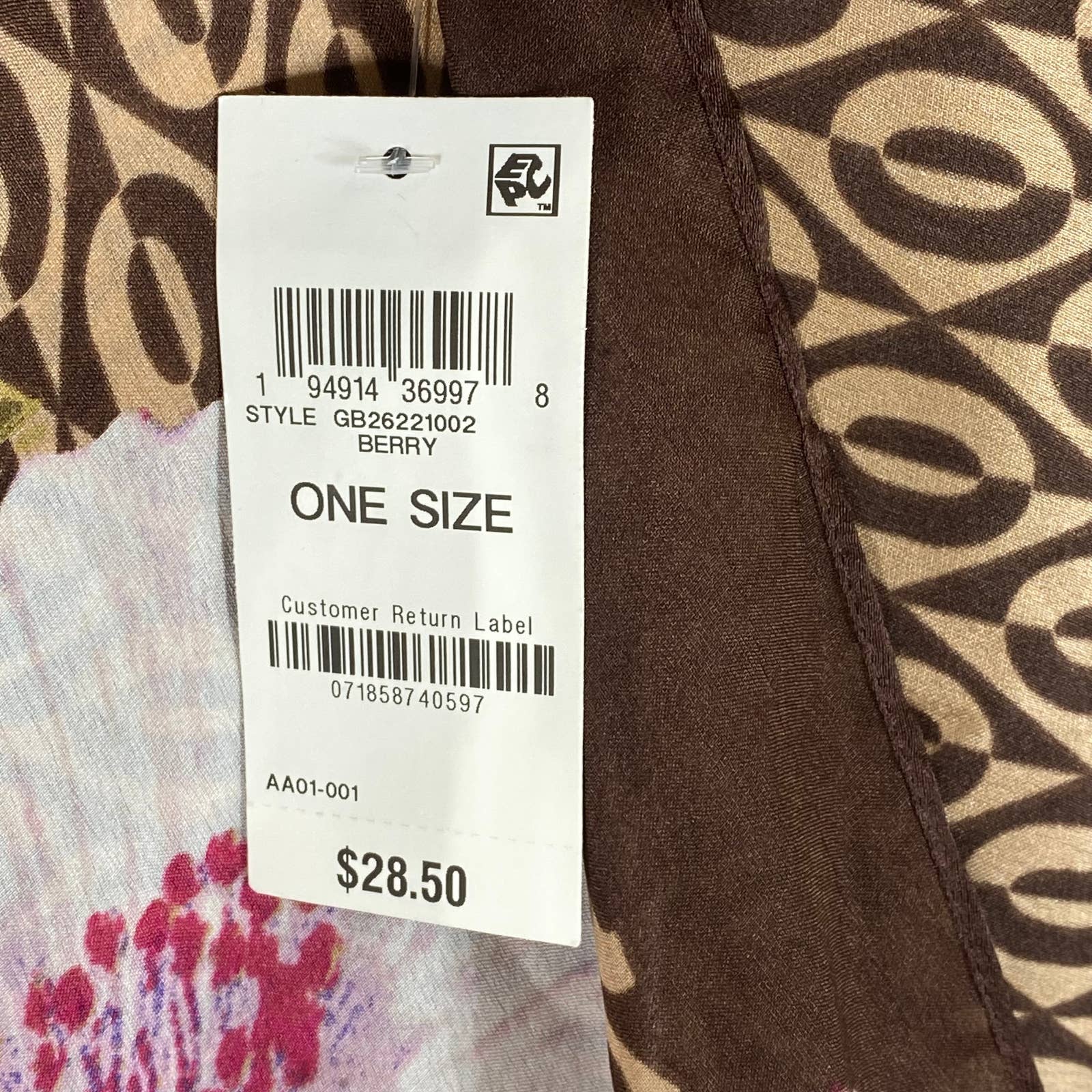 GIANI BERNINI Women's Berry Floral Loop Square Scarf SZ OS