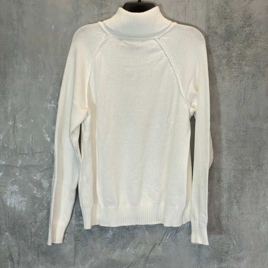 KAREN SCOTT Women's Winter White Solid Turtleneck Pullover Sweater SZ 2XL