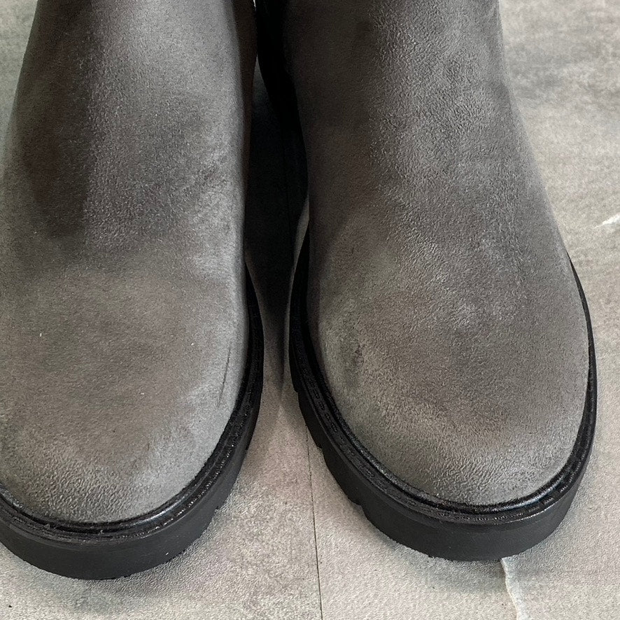 NINE WEST Women's Charcoal Tread Lug Sole Block-Heel Over-The-Knee Boots SZ 9.5