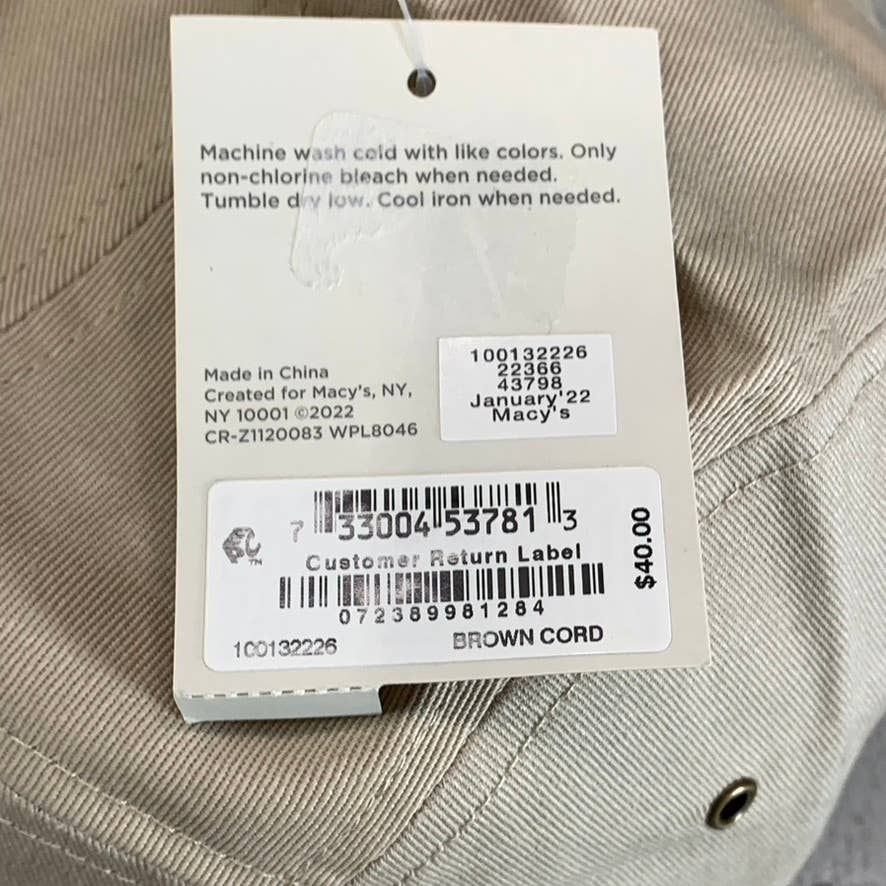 SUN+STONE Men's Brown Cord Solid Panel Adjustable Baseball Cap SZ OS