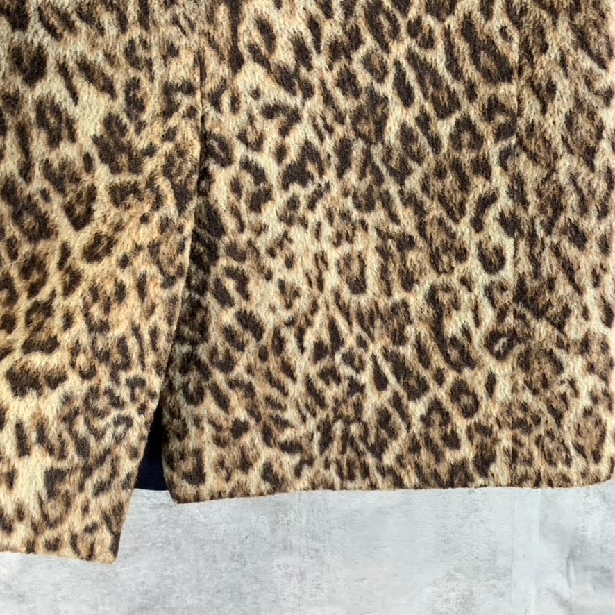 J.CREW Women's Snow Leopard Wool-Blend Double Leopard Topcoat SZ 2