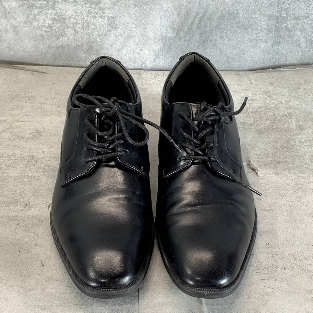 ALFANI Men's Black Faux-Leather Andrew Plain-Toe Lace-Up Derbys SZ 10.5