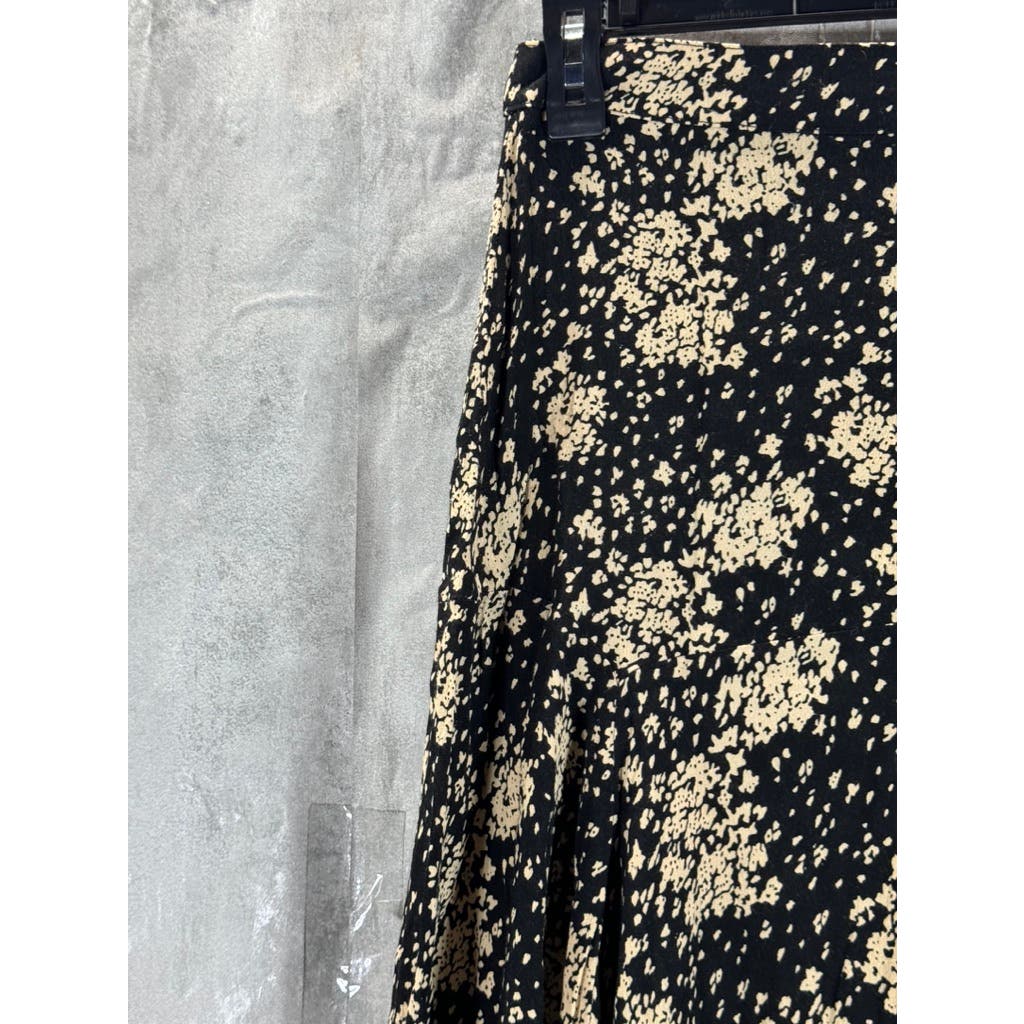 DRESS FORUM Women's Black/Cream Printed A-Line Midi Skirt SZ S