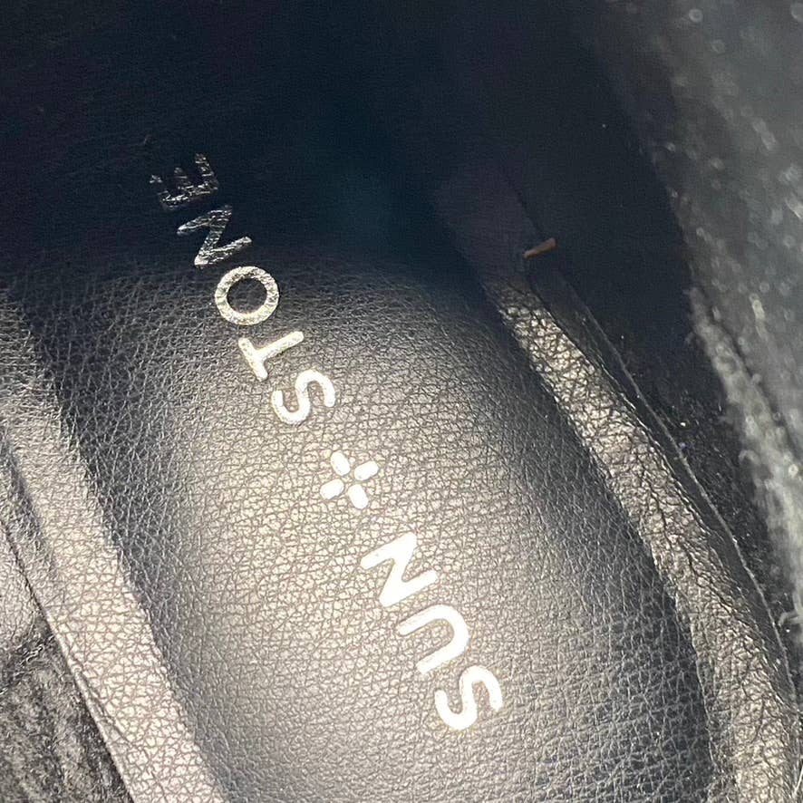 SUN+STONE Women's Black Cadee Memory Foam Slip-On Block Heel Ankle Booties SZ8.5