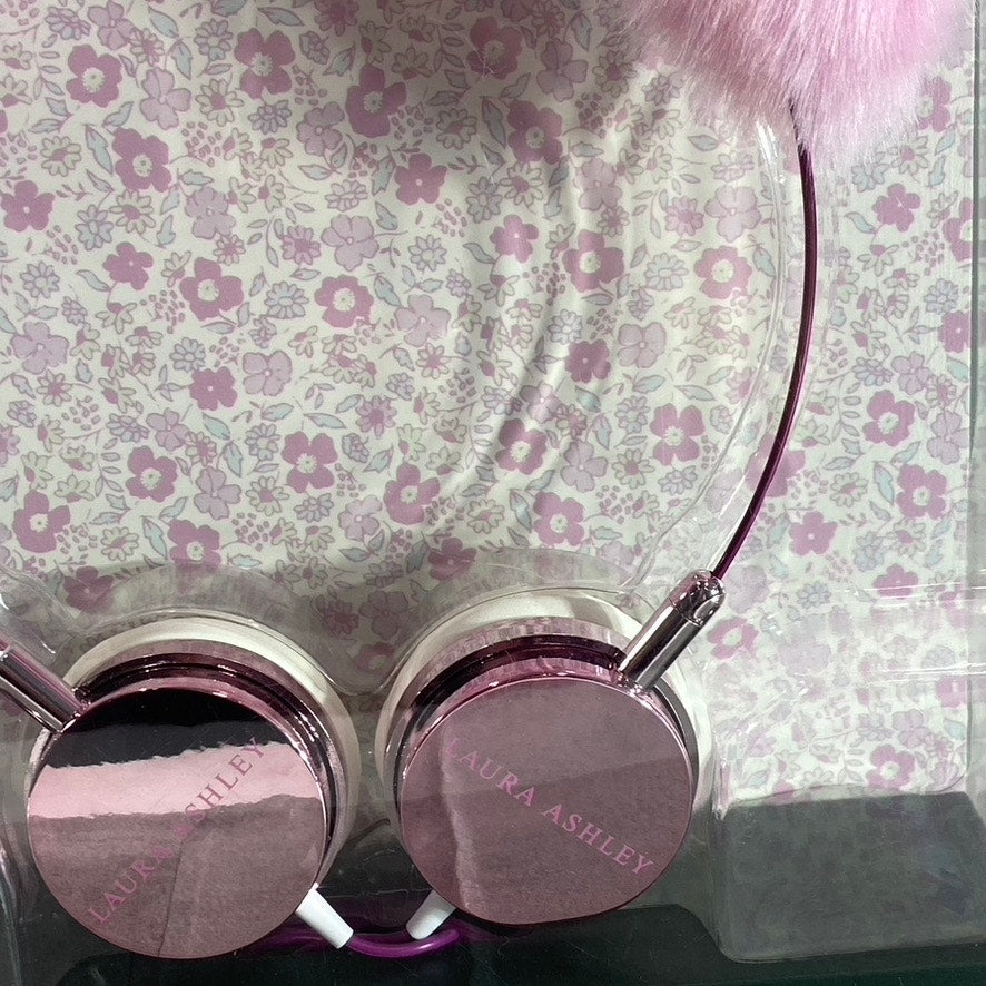 LAURA ASHLEY Pink Faux-Fur Over The Ear Stereo Cat-Ear Headphones SZ OS