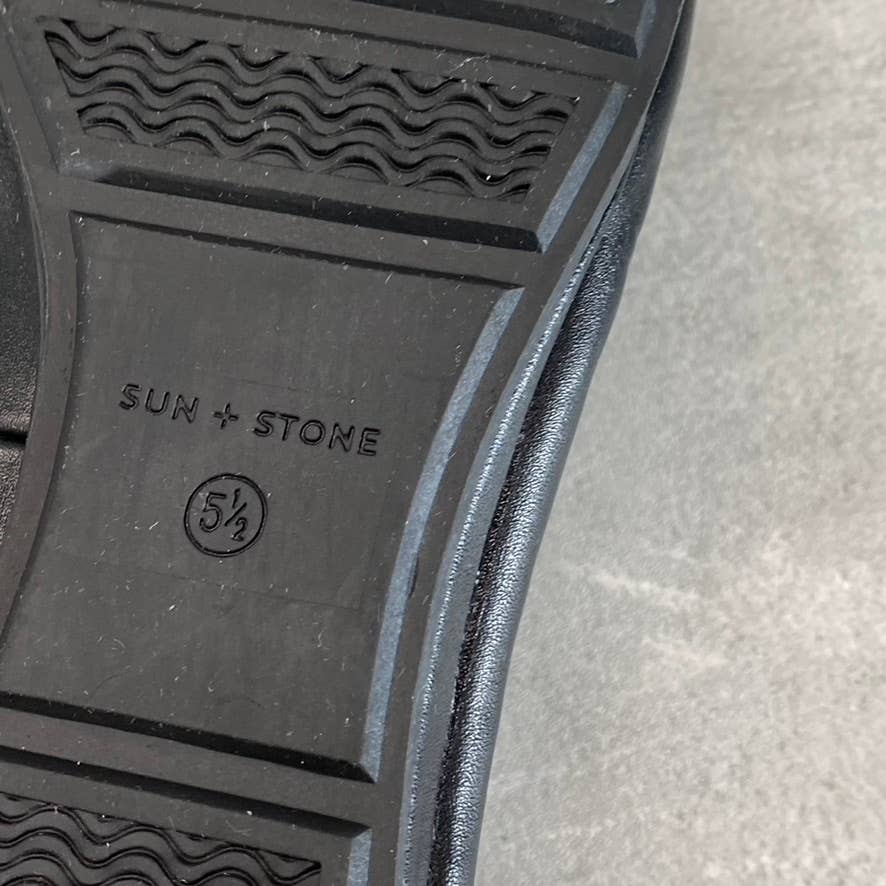 SUN+STONE Women's Black Eliana Memory Foam Round-Toe Slip-On Flats SZ 5.5