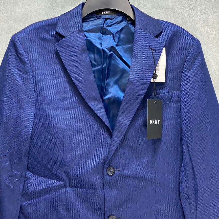 DKNY Solid Blue Modern-Fit Two-Button Notched Lapel Lined Suit Jacket SZ 38R