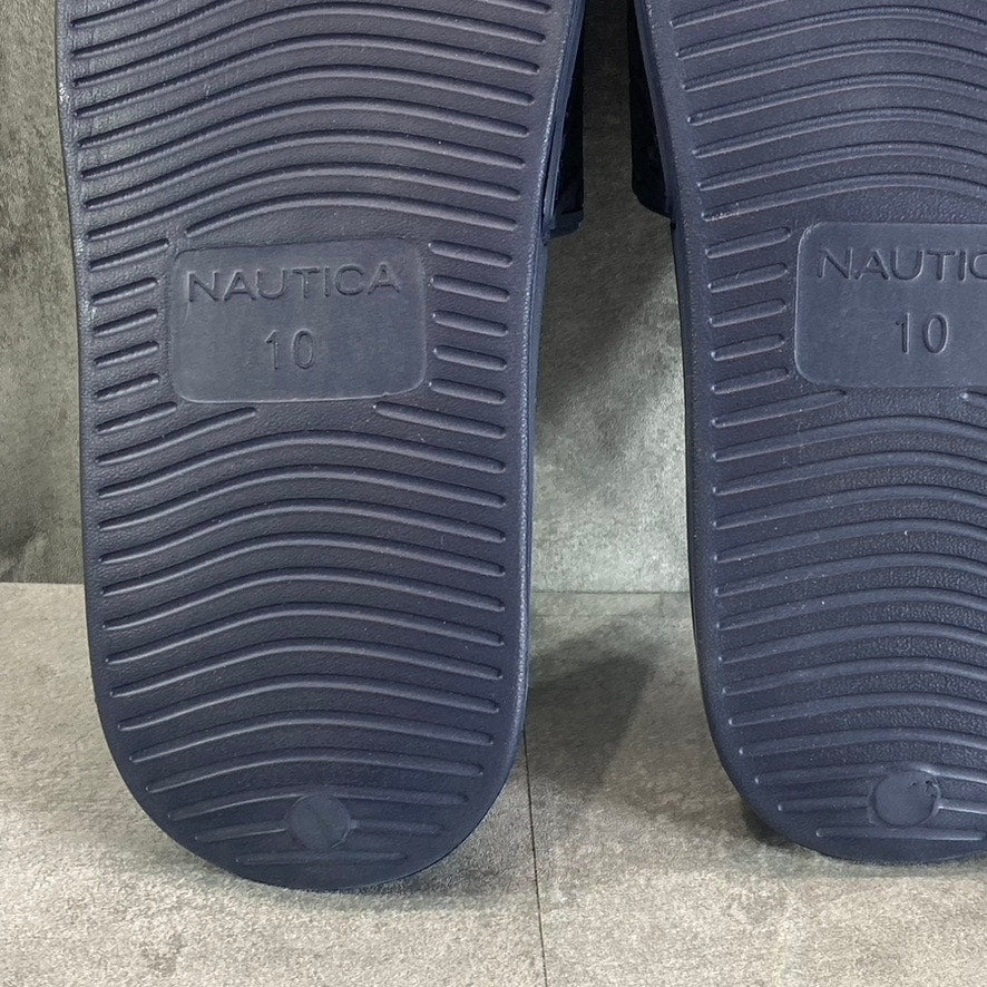 NAUTICA Women's Navy Cardamon Logo Embossed Round-Toe Slide Sandals SZ 10