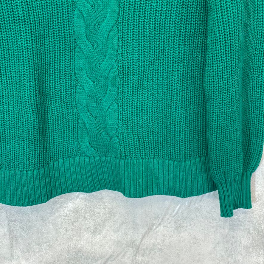 STYLE & CO Women's Aventurine Cable-Knit Ribbed Cuff V-Neck Pullover Sweater SZ M