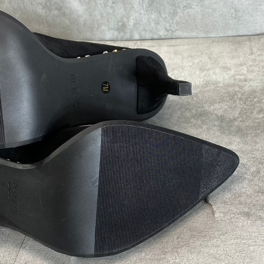 BAR III Women's Black Micro Binsa Ball-Chain Trim Pointed-Toe Pumps SZ 7