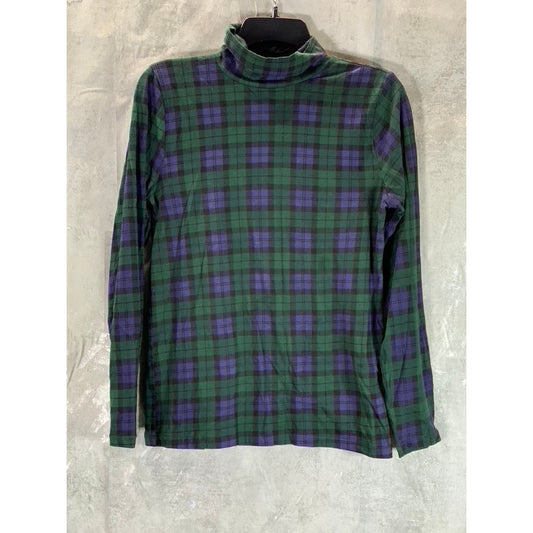 J.CREW Women's Evergreen Blackwatch Plaid Tissue Long Sleeve Turtleneck Top SZ S