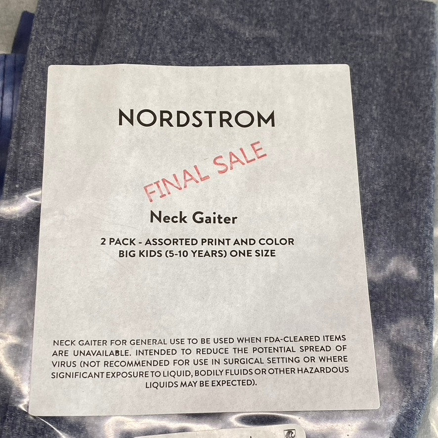 NORDSTROM Kids Gray-Navy Tie-Dye 2-Pack Neck Gaiter SZ OS