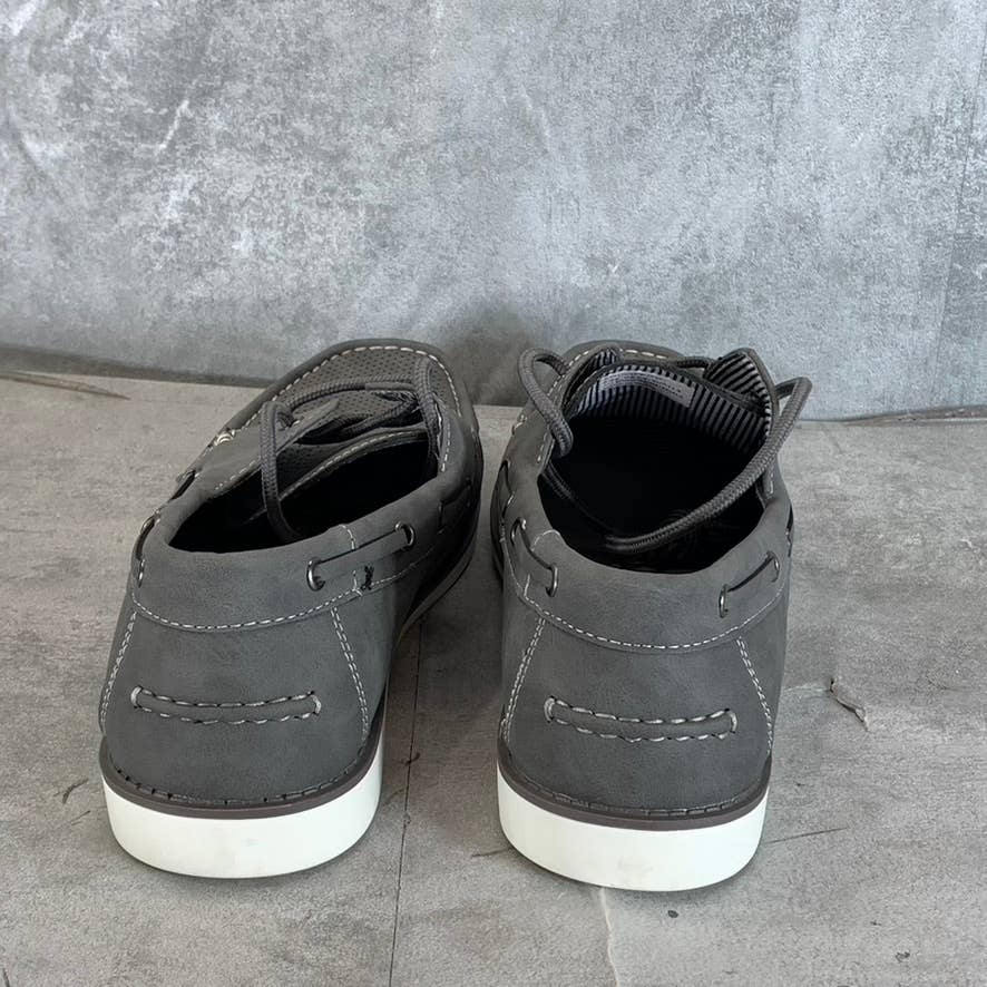 XRAY Men's Gray Perforated Faux-Leather Zahav Lace-Up Boat Shoes SZ 8.5