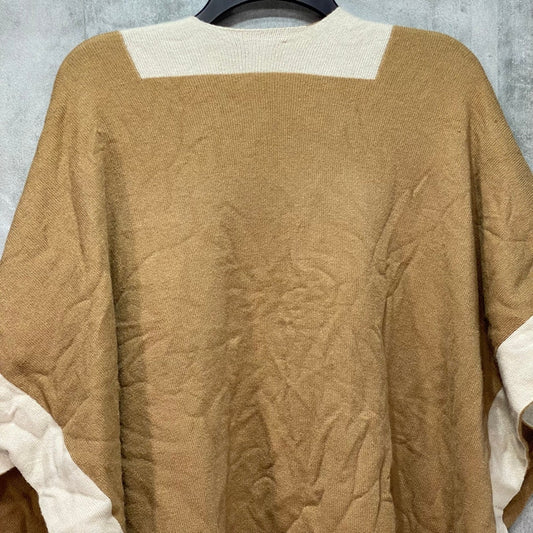 CHARTER CLUB Solid Tan Knit Reversible Poncho OS