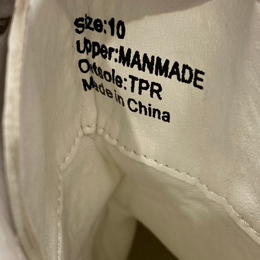 OLIVIA MILLER Women's White Crystal Lug Sole Side-Zip Lace-Up Combat Boots SZ 10