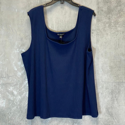 INC INTERNATIONAL CONCEPTS Women's Plus Size Indigo Sea Square-Neck Ribbed Tank Top SZ 4X