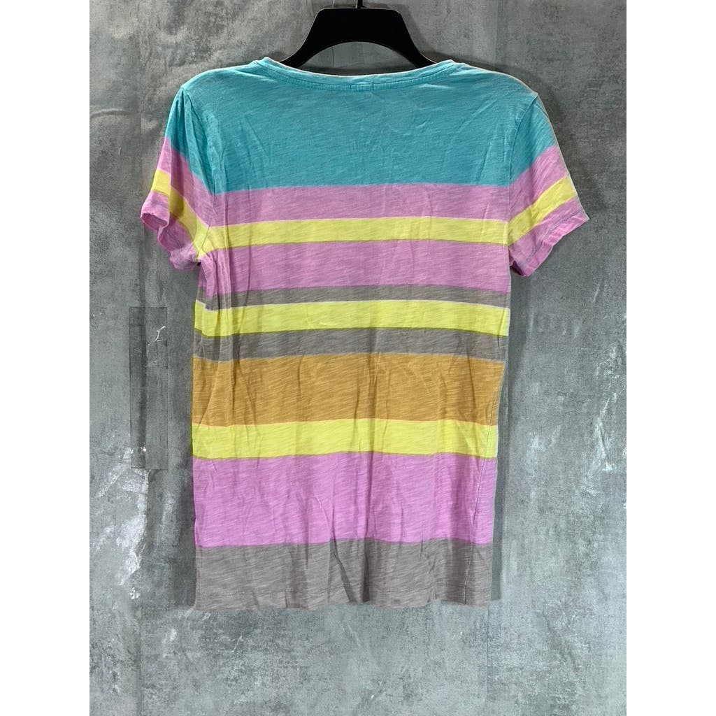 J.CREW Women's Multi Color Striped Crewneck Short Sleeve Top SZ S