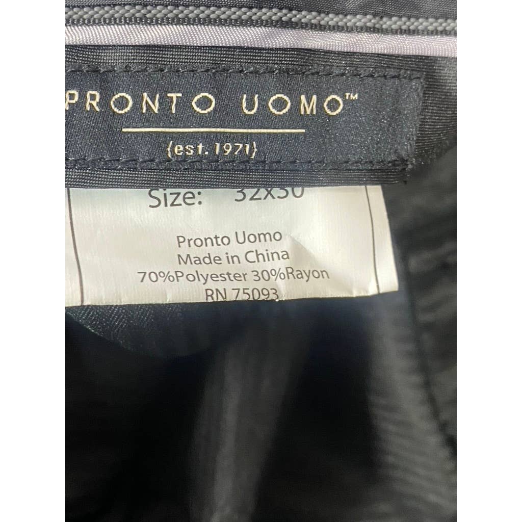 PRONTO UOMO Men's Grey Modern-Fit Flat-Front Pants SZ 32X30