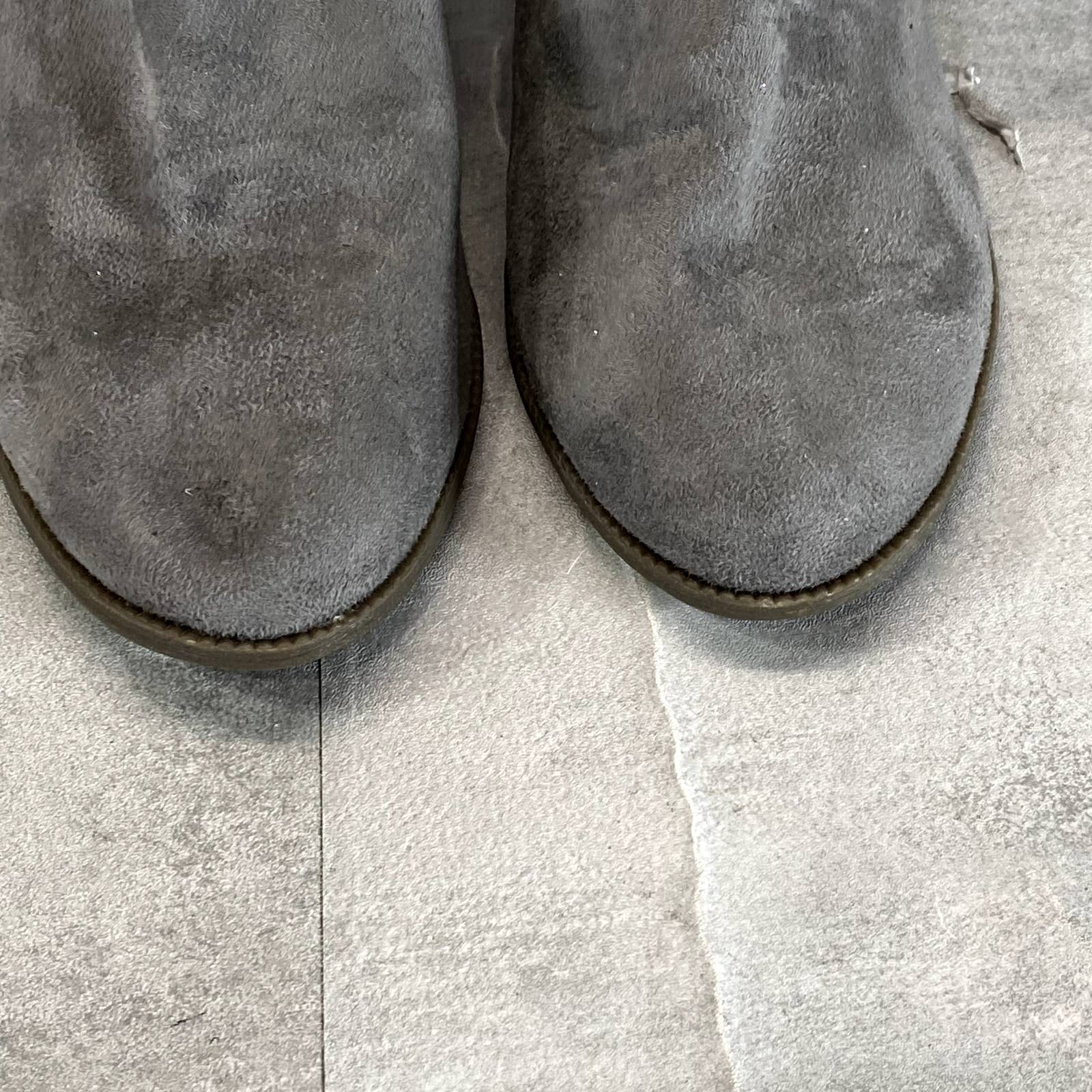 DR. SCHOLL'S Women's Dark Shadow Grey Brianna Perforated Block-Heel Booties SZ 7