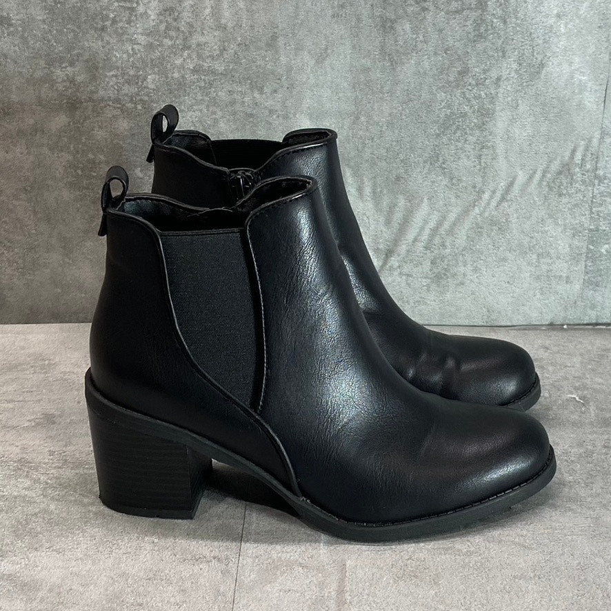 WHITE MOUNTAIN Women's Black Smooth Die Hard Round-Toe Block Heel Ankle Boots SZ 6