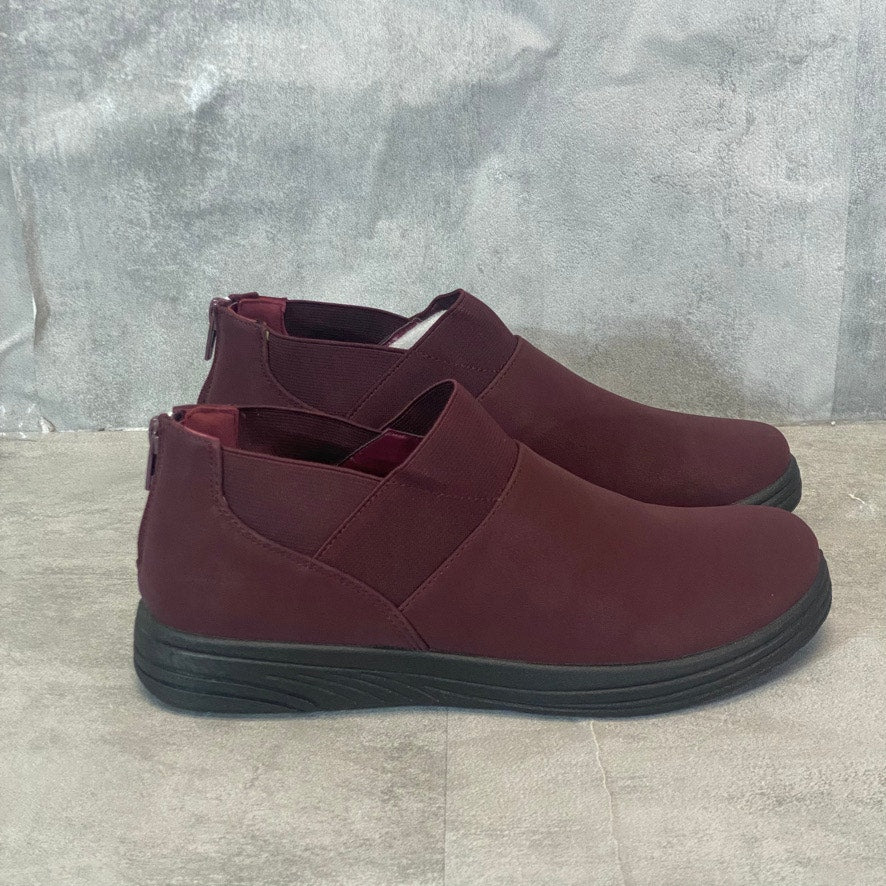 EASY STREET Burgundy Matte Nayan Slip-On Back Zipper Sneaker Booties SZ 9