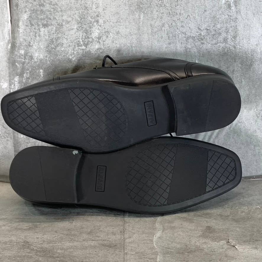 ALFANI Men's Black Faux Leather Quincy Cap Toe Lace-Up Shoes SZ 13
