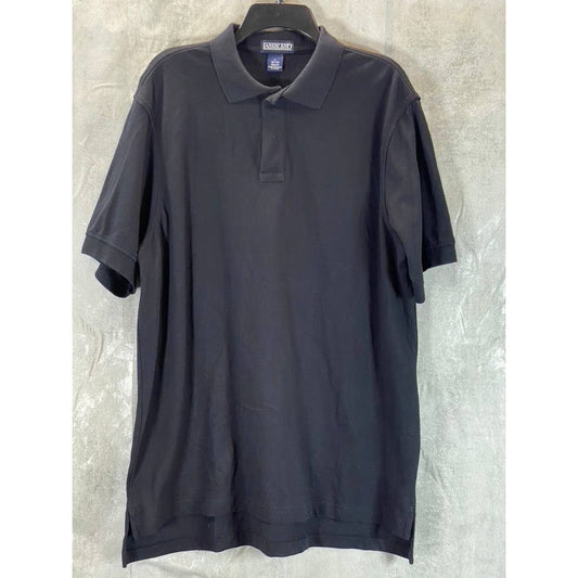 LANDS END Men's Black Solid Regular Short-Sleeve Polo Shirt SZ L