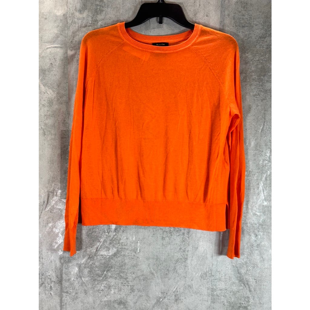 MASSIMO DUTTI Women's Orange Crewneck Long Sleeve Pullover Sweater SZ XS