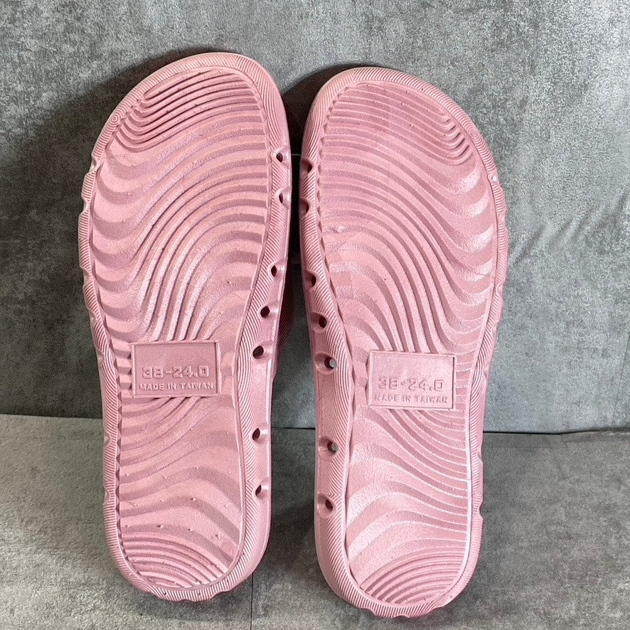 TECS Women's Rose Pink PVC Round-Toe Slide Sandals SZ 7