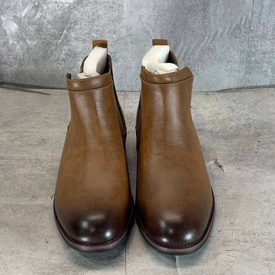 VANCE CO. Men's Chestnut Faux Leather Landon Pull-On Chelsea Dress Boots SZ 8