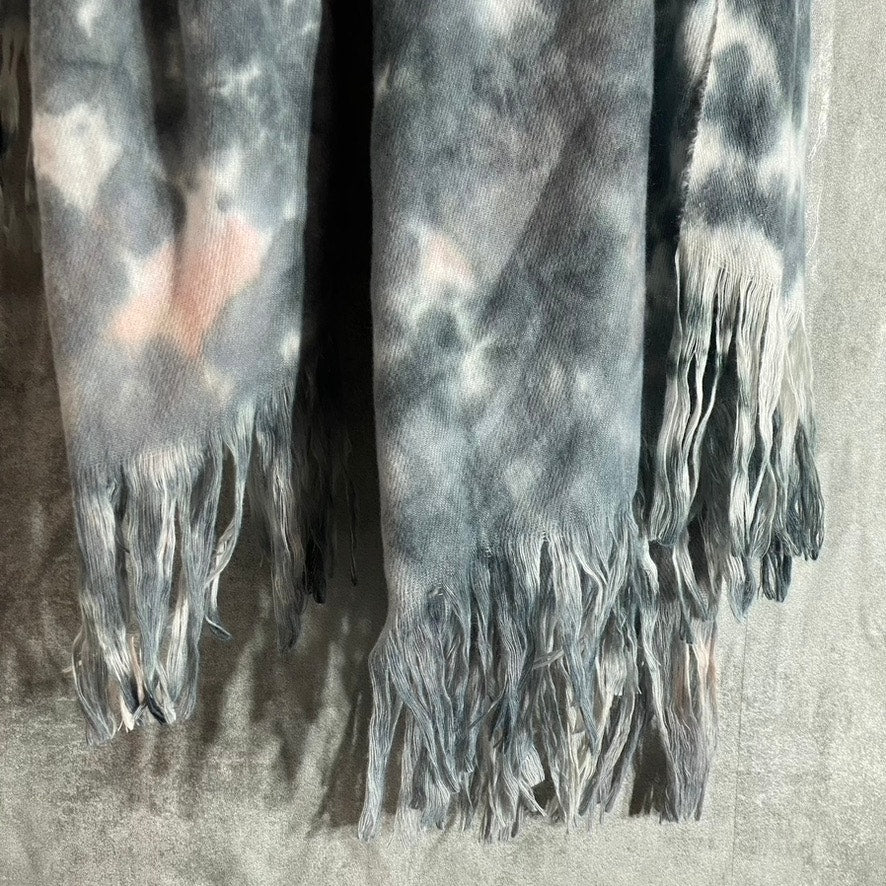 BP. Women's Grey-White Tie-Dye Fringe Detail Wrap SZ OS