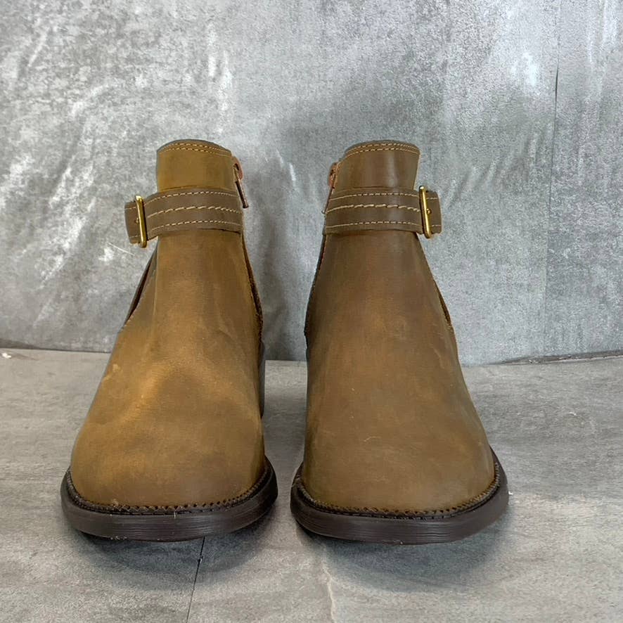 CLARKS Collection Women's Dark Tan Leather Maye Strap Ankle Boots SZ 7