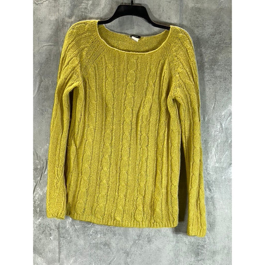 J.CREW Women's Yellow Dolce Cable-Knit Boatneck Long Sleeve Pullover Sweater SZM