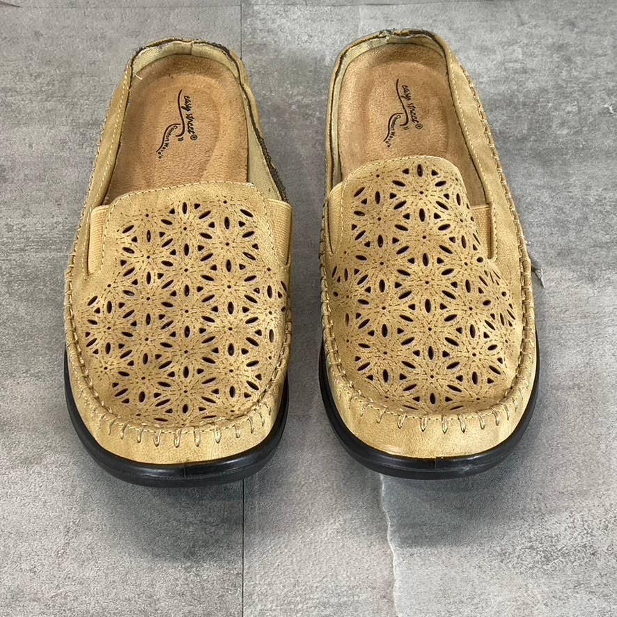 EASY STREET Women's Beige Perforated Kita Comfort Round-Toe Slip-On Mules SZ 7.5