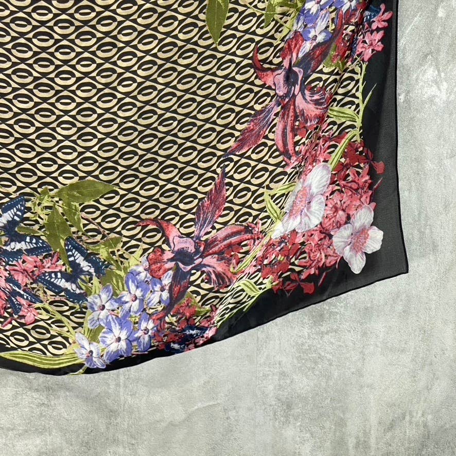 GIANI BERNINI Women's Brown Floral-Print Square Loop Scarf SZ OS