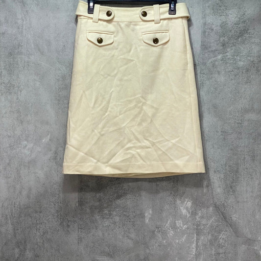 J. CREW Women's Beige Wool Belted Straight Knee-Length Skirt SZ 2