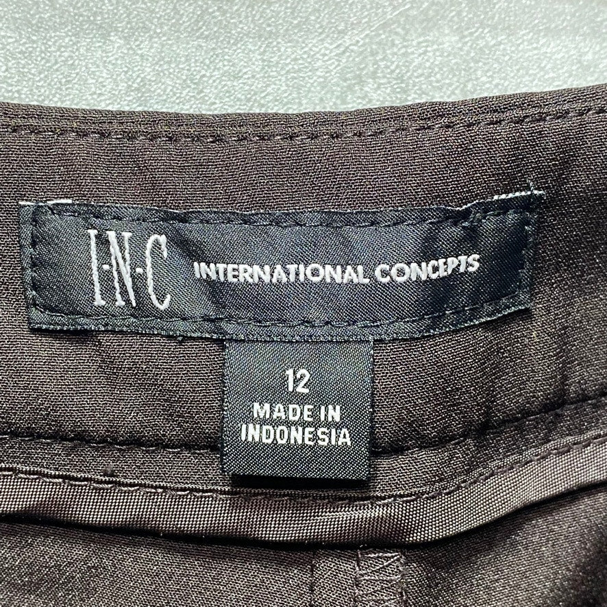 INC International Concepts Brown Comfort Waist Slim Ankle Pants SZ 12