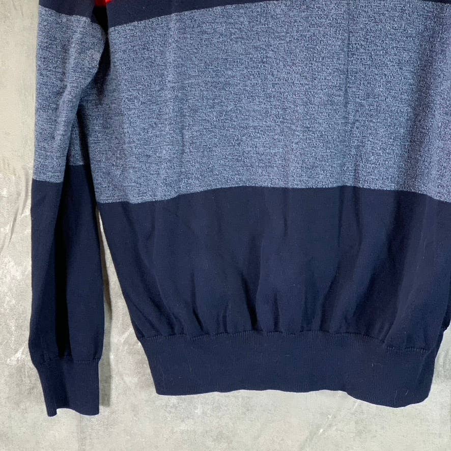 TOMMY HILFIGER Men's Multi Colorblock Striped Crewneck Cotton Sweater SZ M