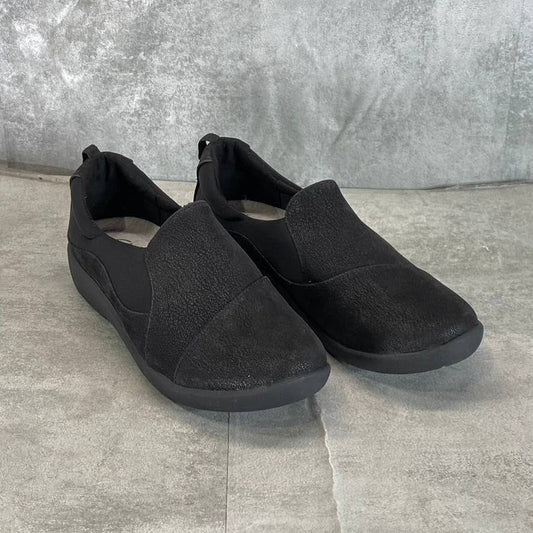 CLARKS Cloudsteppers Women's Wide Black Sillian Paz Slip-On Comfort Shoes SZ6.5W