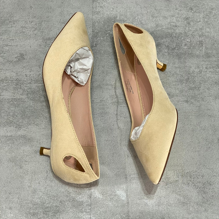 JOURNEE COLLECTION Nude Goldie Faux Suede Pointed Toe Kitten Heel SZ 8.5