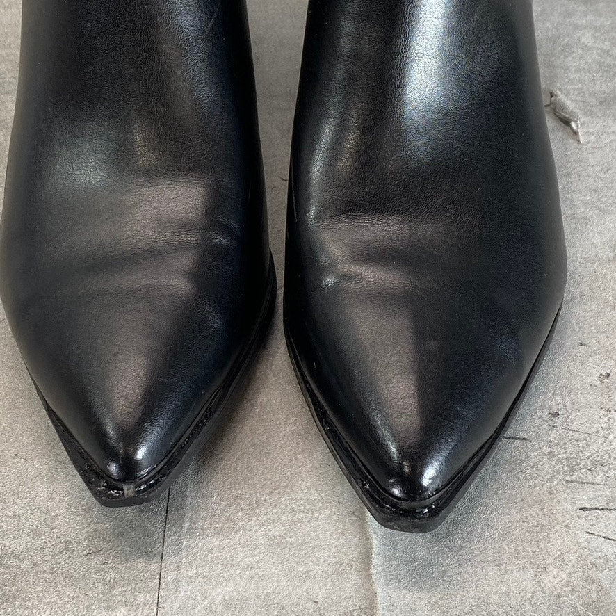 MARC FISHER Women's Black Faux-Leather Mady Pointed-Toe Chelsea Boots SZ 8.5