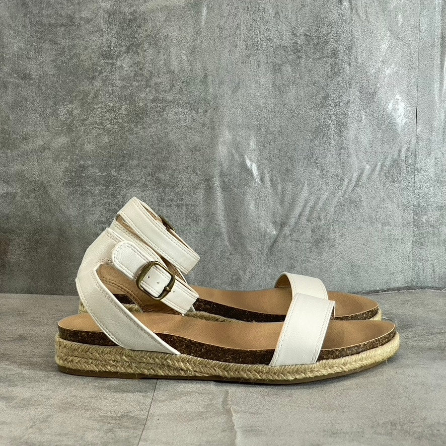 ESPRIT Women's Off White Jenna Ankle-Strap Cork Espadrille Wedge Sandals SZ 8