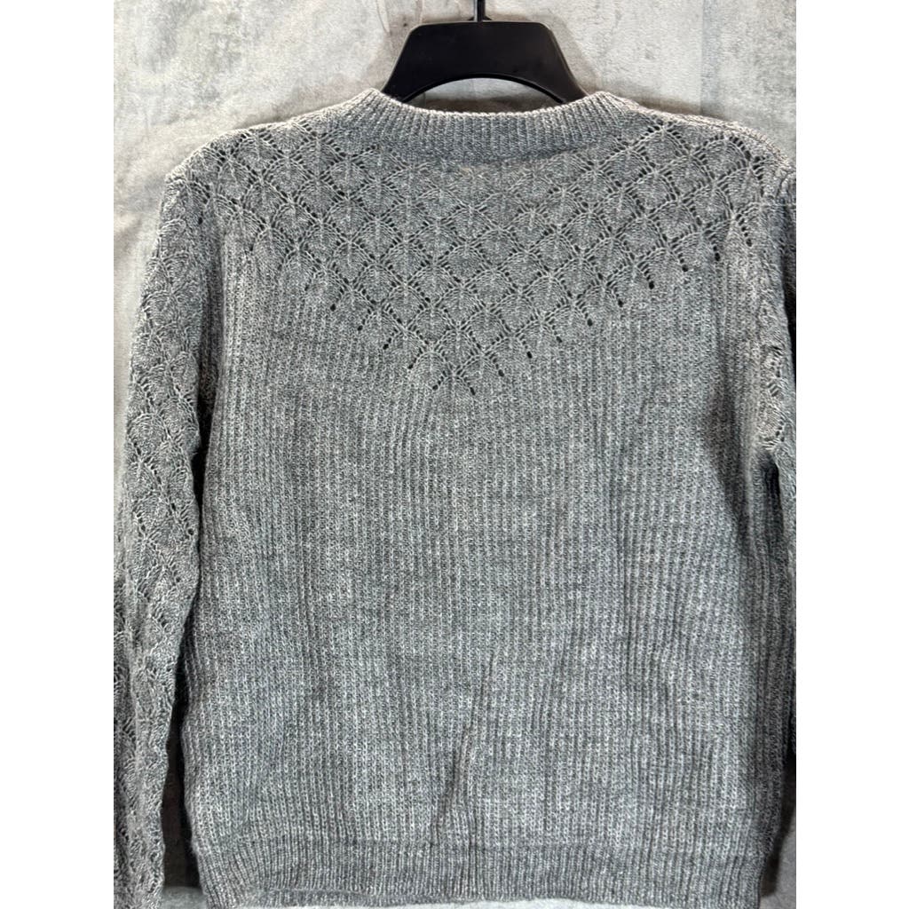 BOHME Women's Gray Detailed Crewneck Long Sleeve Pullover Sweater SZ XS