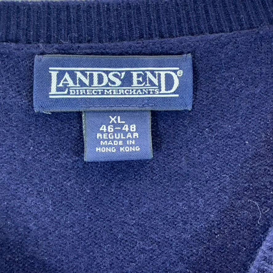 LANDS' END Men's Navy Regular-Fit V-Neck Pullover Sweater SZ XL
